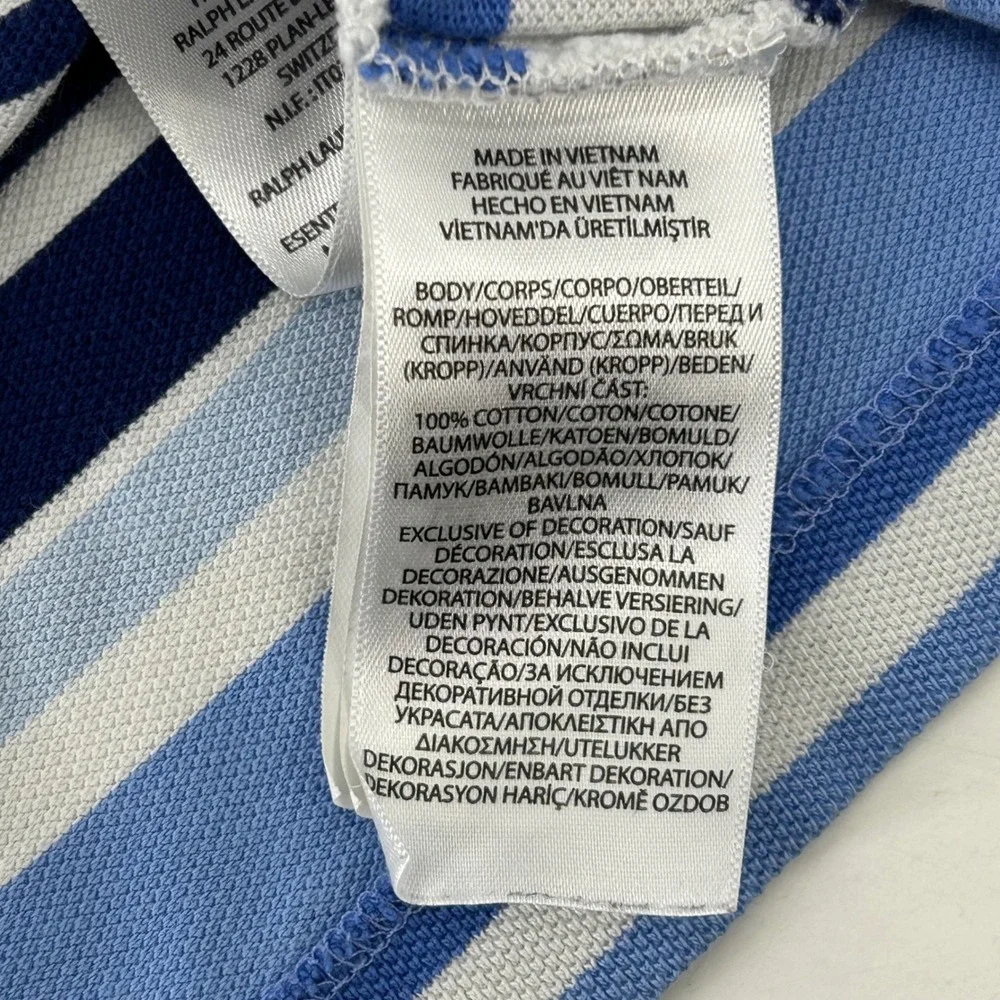 Polo Ralph Lauren Polo Shirt Mens M Blue Striped Classic Fit Short Sleeve Pony